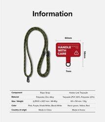 Ringke Holder Link Strap Designed for Camera Strap and Phone Strap, Adjustable Sturdy Universal QuikCatch Lanyard Compatible with Camera and Phone Case, Keys  Khaki/White (Tarpaulin Red)